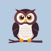 AI generated Cute Owl Avatar Icon Clip Art Sticker Decoration Simple Background photo