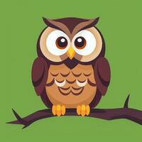 AI generated Cute Owl Avatar Icon Clip Art Sticker Decoration Simple Background photo