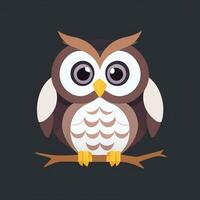 AI generated Cute Owl Avatar Icon Clip Art Sticker Decoration Simple Background photo