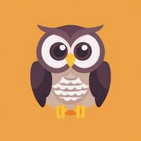 AI generated Cute Owl Avatar Icon Clip Art Sticker Decoration Simple Background photo