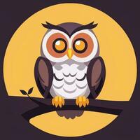 AI generated Cute Owl Avatar Icon Clip Art Sticker Decoration Simple Background photo