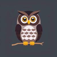 AI generated Cute Owl Avatar Icon Clip Art Sticker Decoration Simple Background photo