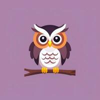 AI generated Cute Owl Avatar Icon Clip Art Sticker Decoration Simple Background photo