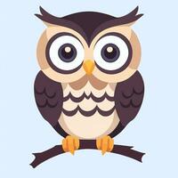 AI generated Cute Owl Avatar Icon Clip Art Sticker Decoration Simple Background photo