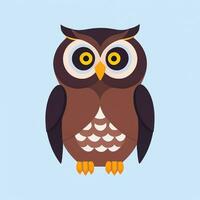 AI generated Cute Owl Avatar Icon Clip Art Sticker Decoration Simple Background photo