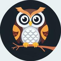 AI generated Cute Owl Avatar Icon Clip Art Sticker Decoration Simple Background photo