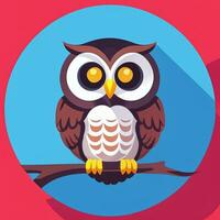 AI generated Cute Owl Avatar Icon Clip Art Sticker Decoration Simple Background photo