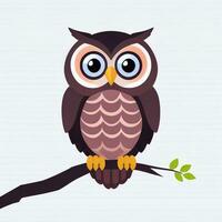 AI generated Cute Owl Avatar Icon Clip Art Sticker Decoration Simple Background photo