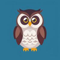 AI generated Cute Owl Avatar Icon Clip Art Sticker Decoration Simple Background photo