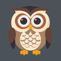 AI generated Cute Owl Avatar Icon Clip Art Sticker Decoration Simple Background photo