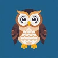 AI generated Cute Owl Avatar Icon Clip Art Sticker Decoration Simple Background photo