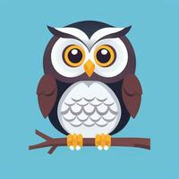 AI generated Cute Owl Avatar Icon Clip Art Sticker Decoration Simple Background photo