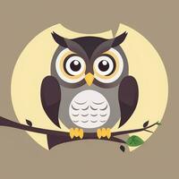 AI generated Cute Owl Avatar Icon Clip Art Sticker Decoration Simple Background photo