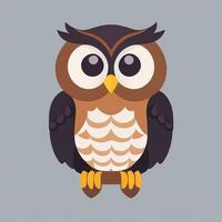 AI generated Cute Owl Avatar Icon Clip Art Sticker Decoration Simple Background photo