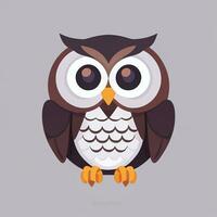 AI generated Cute Owl Avatar Icon Clip Art Sticker Decoration Simple Background photo