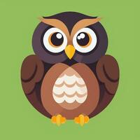 AI generated Cute Owl Avatar Icon Clip Art Sticker Decoration Simple Background photo