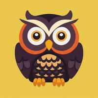 AI generated Cute Owl Avatar Icon Clip Art Sticker Decoration Simple Background photo