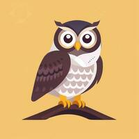 AI generated Cute Owl Avatar Icon Clip Art Sticker Decoration Simple Background photo