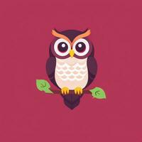 AI generated Cute Owl Avatar Icon Clip Art Sticker Decoration Simple Background photo