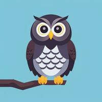 AI generated Cute Owl Avatar Icon Clip Art Sticker Decoration Simple Background photo