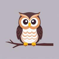 AI generated Cute Owl Avatar Icon Clip Art Sticker Decoration Simple Background photo