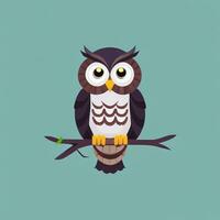 AI generated Cute Owl Avatar Icon Clip Art Sticker Decoration Simple Background photo