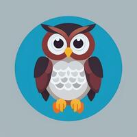 AI generated Cute Owl Avatar Icon Clip Art Sticker Decoration Simple Background photo