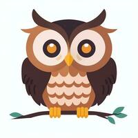 AI generated Cute Owl Avatar Icon Clip Art Sticker Decoration Simple Background photo