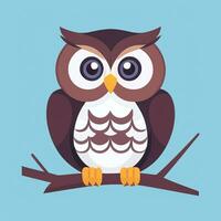 AI generated Cute Owl Avatar Icon Clip Art Sticker Decoration Simple Background photo