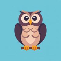 AI generated Cute Owl Avatar Icon Clip Art Sticker Decoration Simple Background photo