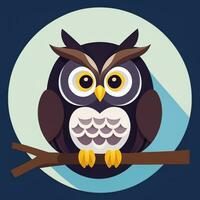 AI generated Cute Owl Avatar Icon Clip Art Sticker Decoration Simple Background photo