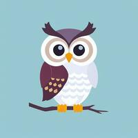 AI generated Cute Owl Avatar Icon Clip Art Sticker Decoration Simple Background photo