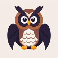 AI generated Cute Owl Avatar Icon Clip Art Sticker Decoration Simple Background photo