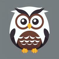 AI generated Cute Owl Avatar Icon Clip Art Sticker Decoration Simple Background photo