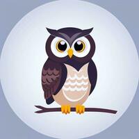 AI generated Cute Owl Avatar Icon Clip Art Sticker Decoration Simple Background photo