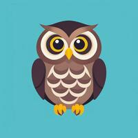 AI generated Cute Owl Avatar Icon Clip Art Sticker Decoration Simple Background photo