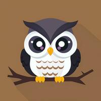 AI generated Cute Owl Avatar Icon Clip Art Sticker Decoration Simple Background photo