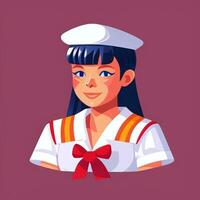 AI generated Sailor Avatar Icon Clip Art Sticker Decoration Simple Background photo