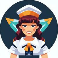 AI generated Sailor Avatar Icon Clip Art Sticker Decoration Simple Background photo