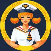 AI generated Sailor Avatar Icon Clip Art Sticker Decoration Simple Background photo