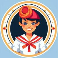 AI generated Sailor Avatar Icon Clip Art Sticker Decoration Simple Background photo