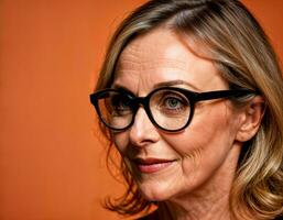 AI generated photo of beautiful middle aged american woman as a secretary at the office, generative AI