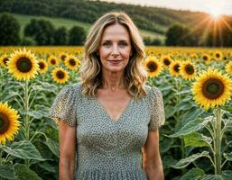 AI generated photo of beautiful middle aged american woman as a secretary at the office, generative AI