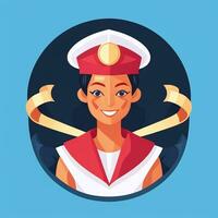 AI generated Sailor Avatar Icon Clip Art Sticker Decoration Simple Background photo
