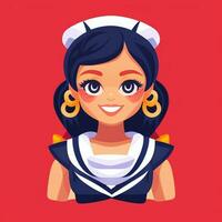 AI generated Sailor Avatar Icon Clip Art Sticker Decoration Simple Background photo