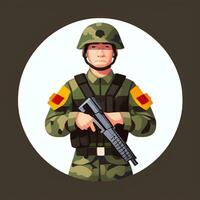 AI generated Soldier Avatar Potrait Icon Clip Art Sticker Decoration Simple Background photo