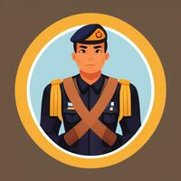 AI generated Soldier Avatar Potrait Icon Clip Art Sticker Decoration Simple Background photo