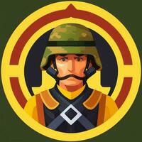 AI generated Soldier Avatar Potrait Icon Clip Art Sticker Decoration Simple Background photo