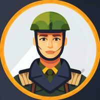 AI generated Soldier Avatar Potrait Icon Clip Art Sticker Decoration Simple Background photo