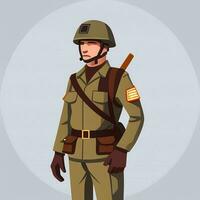 AI generated Soldier Avatar Potrait Icon Clip Art Sticker Decoration Simple Background photo